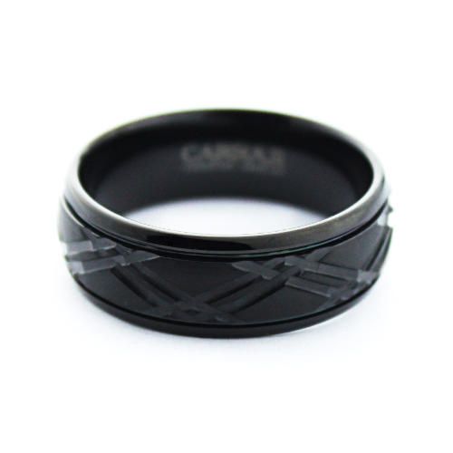 Купить Черное мужское кольцо из карбида вольфрама CARRAJI R-TU-0124