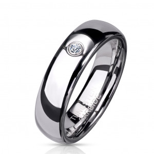 Классическое обручальное кольцо из карбида вольфрама Lonti R-TU05 с фианитом