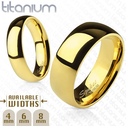 Купить Титановое кольцо (обручальное) Spikes R-TI-4383 цвета желтого золота