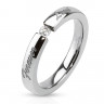 Купить Помолвочное кольцо из стали Spikes R-M3099 с фианитом и гравировкой