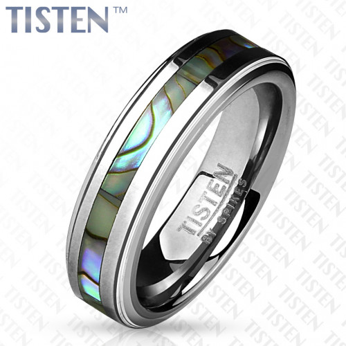 Купить Кольцо Tisten из титан-вольфрама (тистена) R-TS-019 с перламутровой полосой