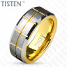 Купить Мужское кольцо Tisten из титан-вольфрама (тистена) R-TS-020 с золотистым покрытием