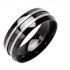 Купить Кольцо из титана Spikes R-TI-3066L черное с металлическими полосамими