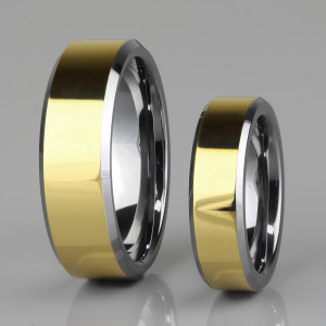 Кольцо из вольфрама TATIC R-TU-007 для пар, с золотой каемкой