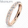 Купить Женское кольцо из титана с фианитами Lonti TI-4406 цвет розового золота