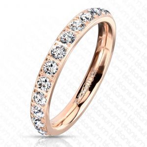 Женское кольцо из титана с фианитами Spikes R-TI-4405R цвет розового золота