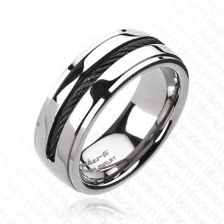 Купить Мужское кольцо из титана Spikes R-TI-1649 с черным тросом