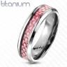 Купить Женское кольцо из титана Spikes R-TI-4370 с розовой карбоновой вставкой