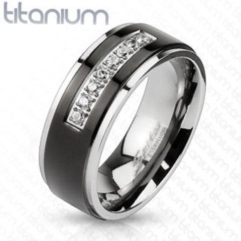 Купить Мужское кольцо из титана  Spikes R-TM-3212-8-11 с фианитами