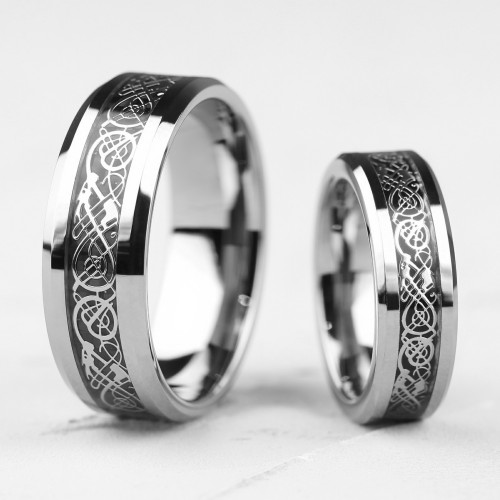 Купить Кольцо из карбида вольфрама Lonti RTG-0034 с орнаментом "Кельтский дракон"