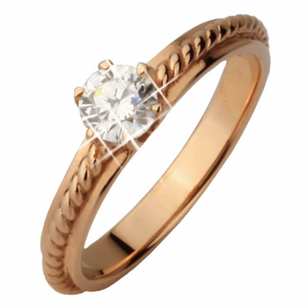 Купить Кольцо для помолвки из стали Lonti AAB-223GRSS цвета розового золота с фианитом 