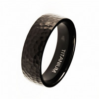 Черное титановое кольцо Lonti TI-031R с рельефной поверхностью