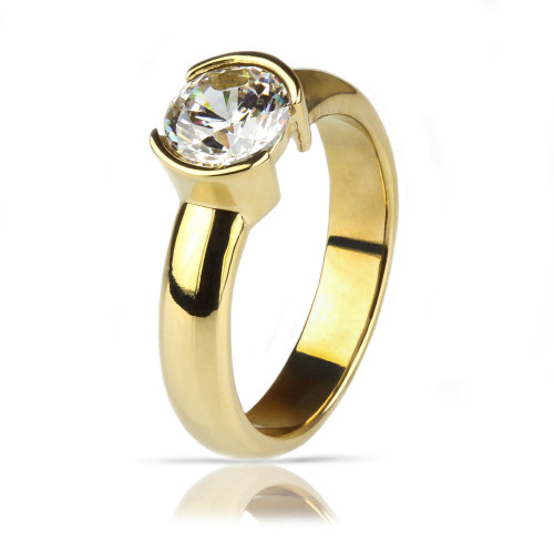 Купить Помолвочное кольцо из стали Lonti AAB-RSS722GD с фианитом