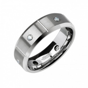 Мужское кольцо из карбида вольфрама Spikes R-TU-141 с фианитами