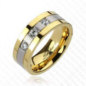 Мужское кольцо из титана Spikes R-TI-3566M двухцветное с фианитами