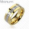 Купить Мужское кольцо из титана Spikes R-TI-3566M двухцветное с фианитами