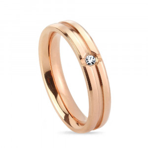 Женское кольцо из титана Spikes R-TM-3829R цвета розового золота с фианитом