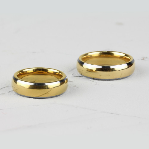 Купить Кольцо Tisten из титан-вольфрама (тистена) R-TS-009 обручальное с золотым ионным покрытием