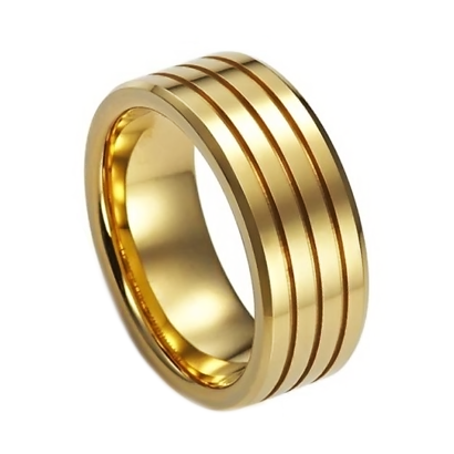 Купить Широкое мужское кольцо из вольфрама Everiot TU-018065 с золотистым напылением