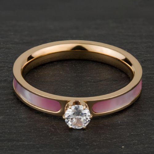 Купить Женское кольцо из стали с фианитом и перламутром TATIC RSS-7178 помолвочное