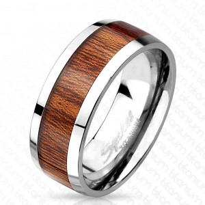 Мужское кольцо из титана Spikes R-TI-4391 с деревянной вставкой
