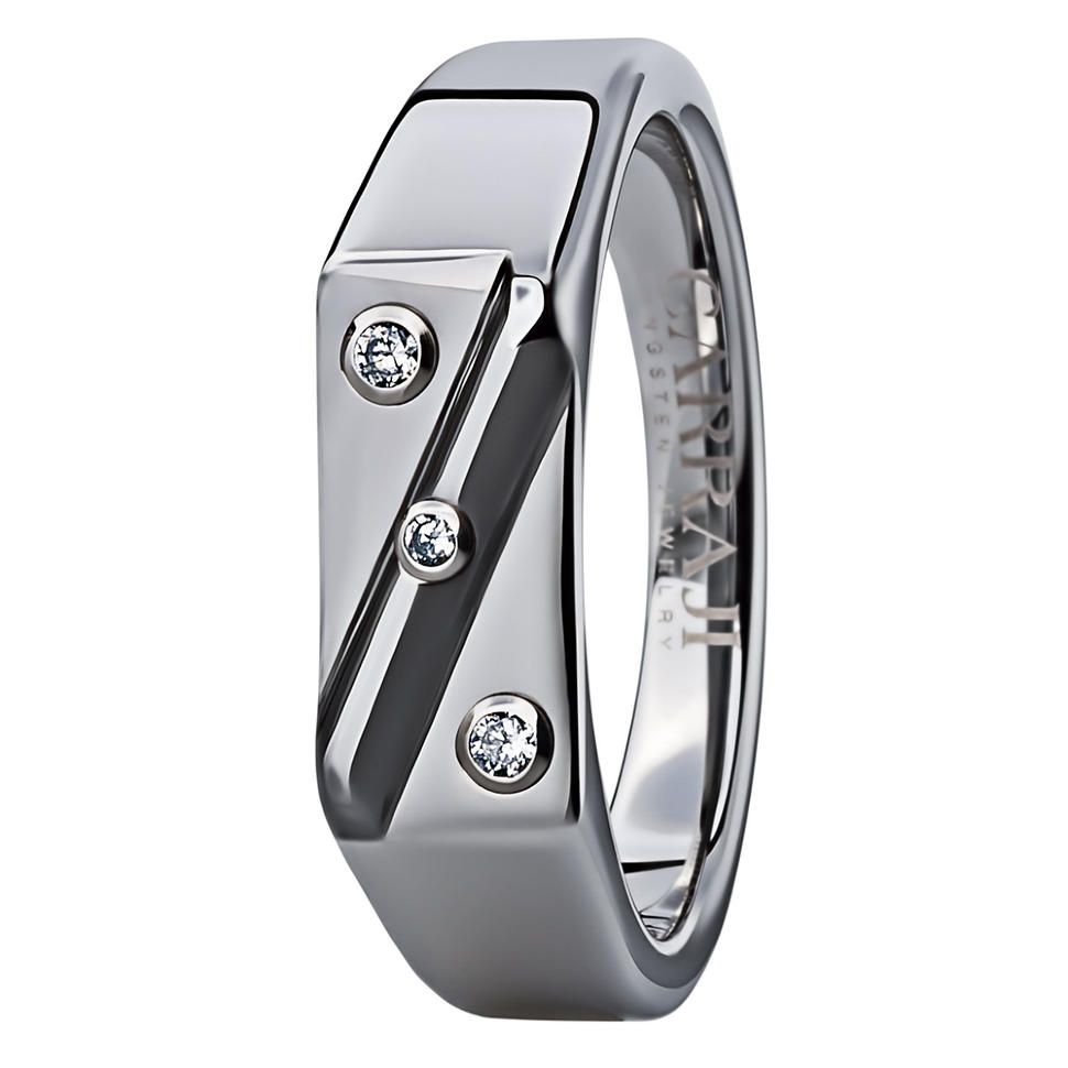 Купить Мужское кольцо из карбида вольфрама CARRAJI R-TU-0097 с фианитами