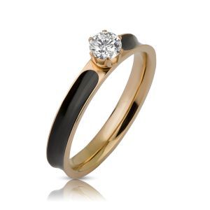 Женское кольцо из стали с фианитом и цветной эмалью STEELS RSS-7179 помолвочное