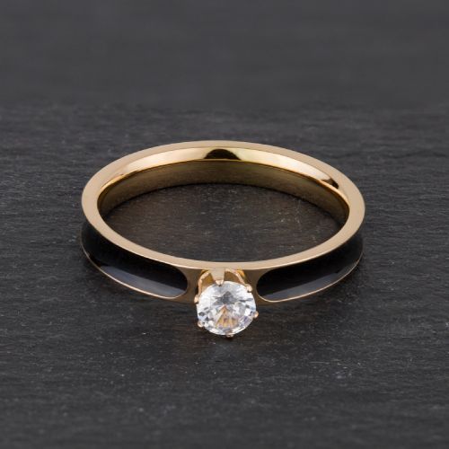 Купить Женское кольцо из стали с фианитом и цветной эмалью TATIC RSS-7179 помолвочное