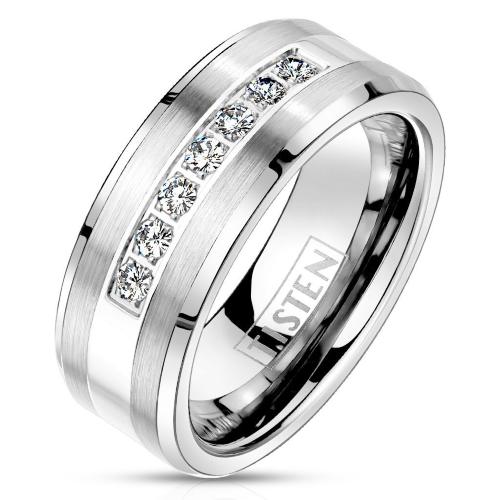 Купить Мужское кольцо из тистена (титан-вольфрама) с фианитами Tisten R-TS-024