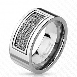 Мужское кольцо из титана Spikes R-TI-4402 с декором в виде тросов