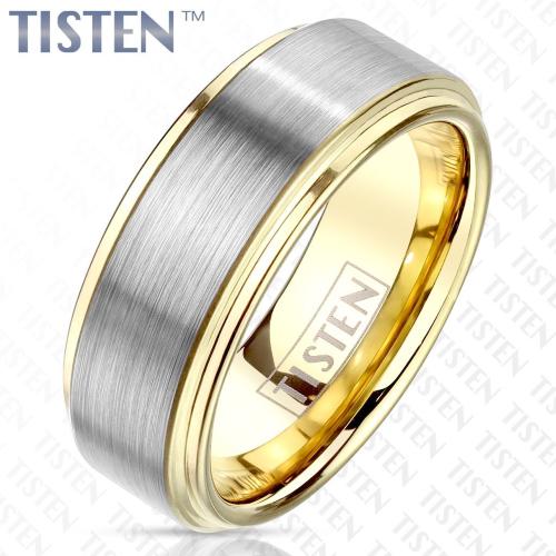 Купить Мужское кольцо из тистена (титан-вольфрама) с покрытием цвета желтого золота Tisten R-TS-028
