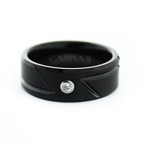 Купить Черное кольцо мужское из карбида вольфрама CARRAJI RTU-107 с фианитом