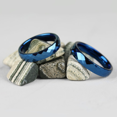 Купить Синее кольцо из вольфрама Lonti R-TU-011B с ромбовидными гранями