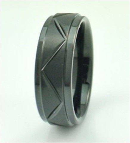 Купить Мужское кольцо из вольфрама CARRAJI TU-110 с узором зиг-заг