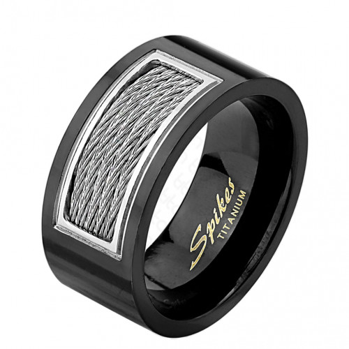 Купить Мужское кольцо из титана Spikes R-TI-4401 с декором в виде троса