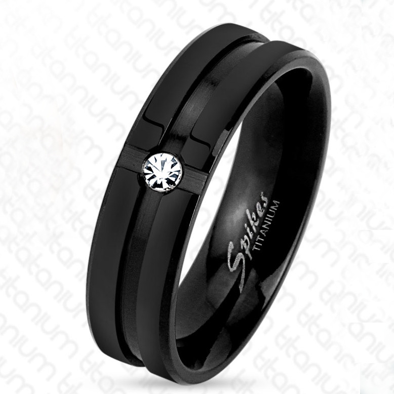 Купить Мужское кольцо из титана Spikes R-TM-3829K с фианитом