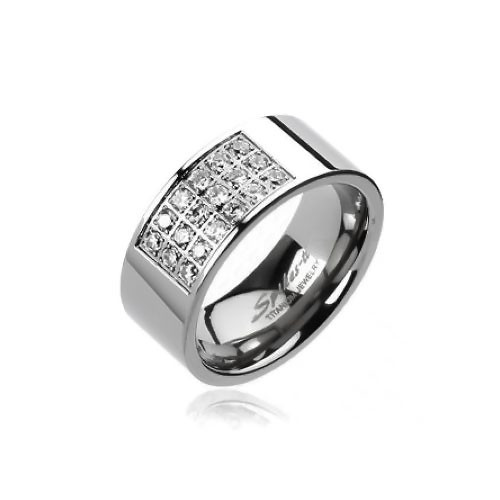 Купить Широкое мужское кольцо из титана Spikes TI-3267 с фианитами