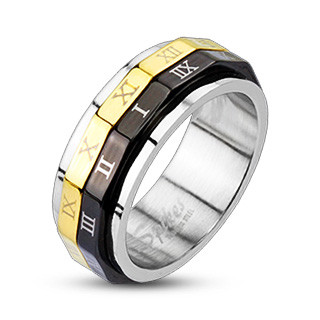 R-M0014.jpg Купить Кольцо из стали Spikes R-M0014 вращающееся с римскими цифрами